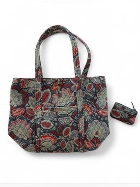 Vera Bradley “Nomadic Floral” Large Tote Bag With Matching Small Wallet